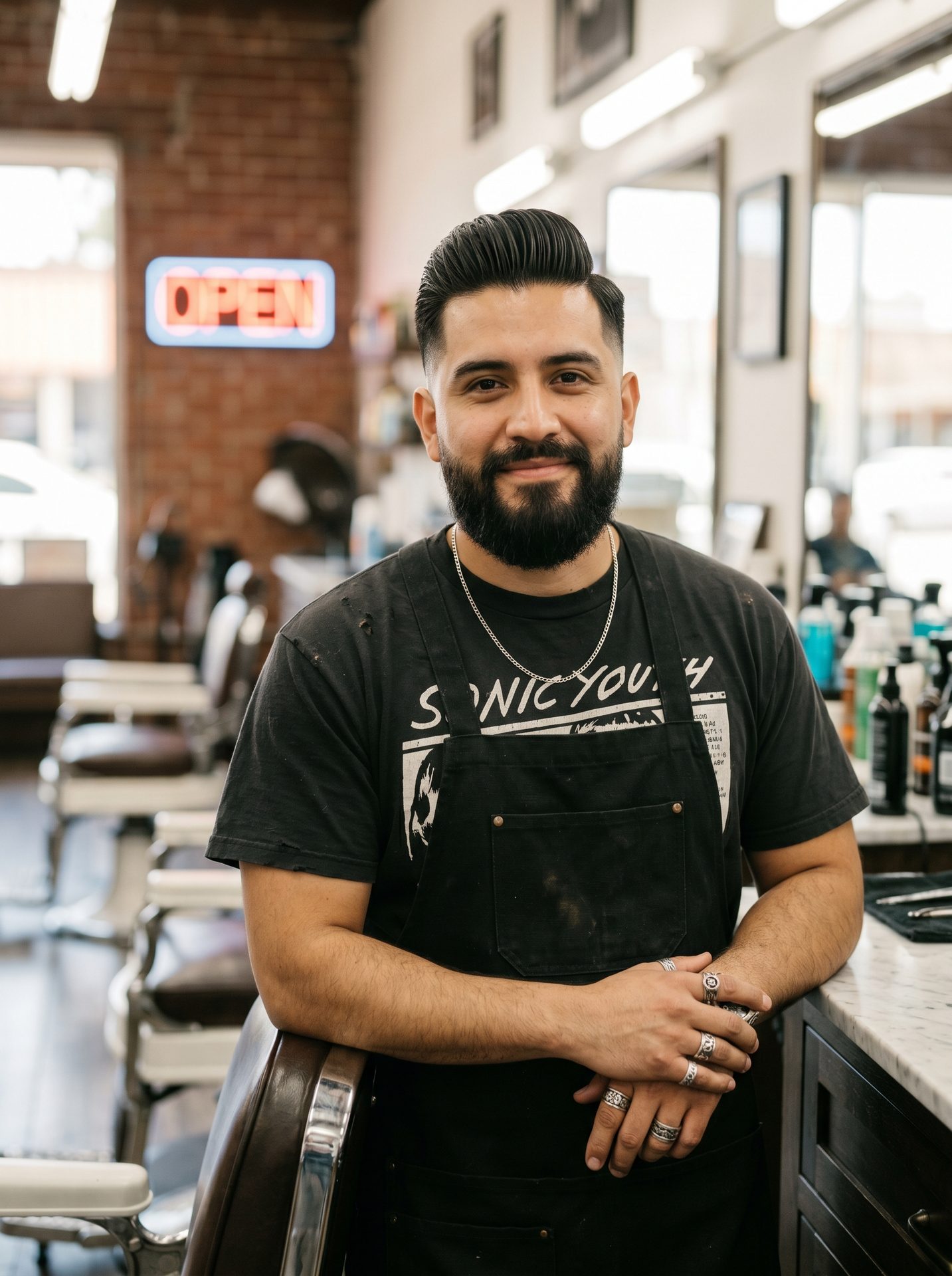 Trevor,  at True Love Barbershop